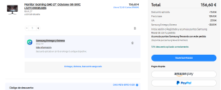 Samsung Monitor Gaming QHD 27" Odyssey G5 G51C LS27CG510EUXEN por 156,60€