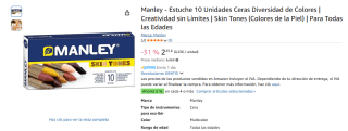 Manley Estuche 10 Unidades Ceras Diversidad de Colores por 2,25€