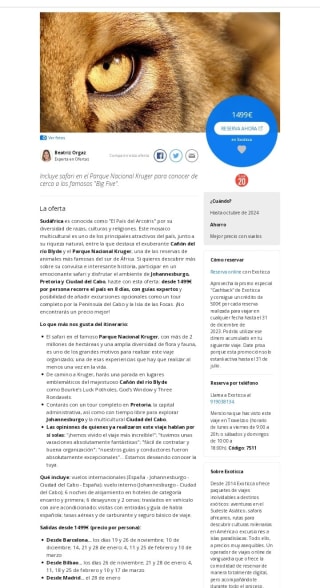 Aventura en Sudáfrica por 1499€ por persona.