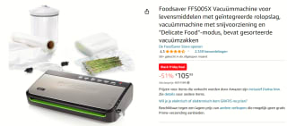 Vacumeermachine FSV005 Profiline RVS - Foodsaver voor €105,99 bij Amazon