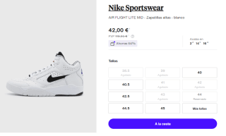 Botines para Hombre Nike AIR FLIGHT LITE MID por 42€