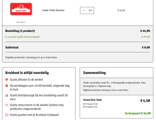 Gratis pretparkticket bij aankoop van 1 of 2 actieproducten bij Kruidvat