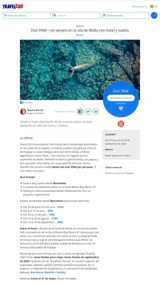 Malta Hotel + Vuelos 5 días desde 396€ por persona.