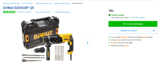 DeWalt combihamer D25134KP SDS-plus voor €182 bij Coolblue