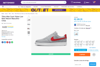 Tênis Masculino da Nike, modelo Court Vision Low Next Nature - R$ 289,99