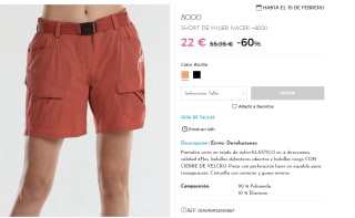 Bermuda de montaña +8000 Nacer para mujer por 22€