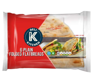 Deli Kitchen Plain Folded Flatbreads - 6 Per Pack - £1