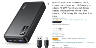 UGREEN Power Bank 20000mAh 22.5W voor €11,69 bij Amazon