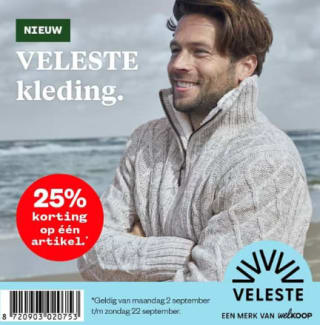 25% korting op Veleste kledij bij Welkoop