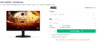 AOC 24G42E - LED-Monitor voor €89 bij Azerty