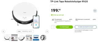 TP-Link Tapo RV20 Mop Robotstofzuiger met dweilfunctie voor €199,99 bij Gamma