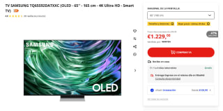 TV OLED Samsung TQ65S92DATXXC 65'' 4K Ultra HD - Smart TV por 1.229€