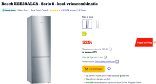 Bosch KGE39ALCA koel-vriescombinatie voor €529 bij Bol