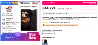 ASUS ROG Phone 9 Pro 512GB Snapdragon 8 Elite 6,78 ' por 844,99€