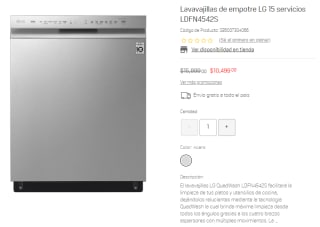 Lavavajillas de Empotre LG 15 Servicios por $10,499 en Suburbia