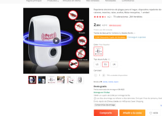 Dispositivo repelente ultrasónico de insectos por 2,88€