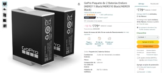 Pack 2 Baterías Enduro para GoPro por $779 en Amazon