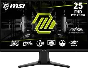 MSI mag 256F Monitor Gaming Plano de 24,5" FHD, Panel IPS rápido de 1920 x 1080, 180 Hz / 1 ms por 104€
