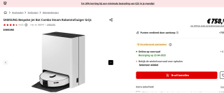Samsung Bespoke Jet Bot Combo Steam robotstofzuiger met dweilfunctie voor €758 bij de Mediamrkt