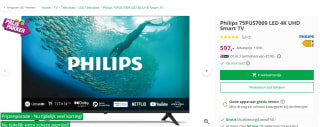 Philips 75PUS7009/12 tv 190,5 cm (75) 4K Ultra HD Smart TV voor €597 bij Ep