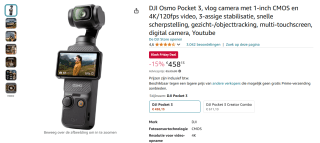 DJI Osmo Pocket 3 voor €458,13 bij Amazon