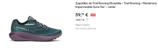 Zapatillas de Trail Running de Hombre Merrell Morphlite GTX por 59.99€