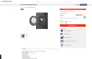 LavadoraLG F4A10S8NDK 8KG 1400RPM Clase A INOX L-LAV C/F 8KG LG F4A10S8NDK 1400rpm por solo 340,41€