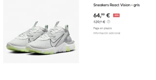 Zapatillas de Mujer Nike React Vision por 64.99€