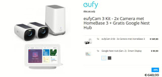 eufyCam 3 Kit - 2x Camera met HomeBase 3 + Gratis Google Nest Hub voor €384 bij Tink