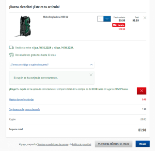 Hidrolimpiadora 2400 W Parkside por 81,98€