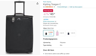 Kipling Teagan C Reistas Black Noir voor €45,88 met Amazon prime