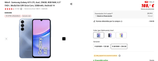 Samsung Galaxy A15 LTE de 8GB/256GB por 160,55€