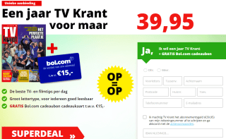 Een jaar TV Krant + Bol.com cadeaukaart t.w.v. €15,- voor €39,95