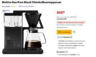 MELITTA ONE Filterkoffiezetapparaat Zwart, Transparant voor €102,90 bij Bol