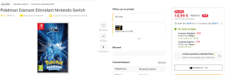 Nintendo Switch Pokemon Brilliant Diamond voor €15,11 bij Fnac