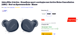 Jabra Elite 4 Active voor €58 bij Bol