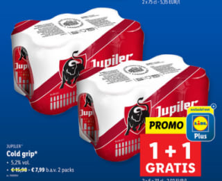 1+1 gratis op Jupiler 6x 33 cl bij de Lidl in België