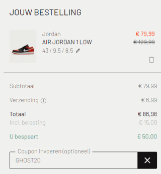 Nike Jordan Air 1 Low voor €79,99 dmv code bij BSTN