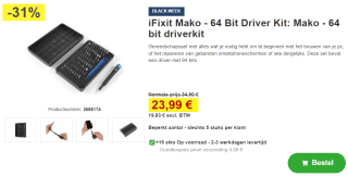 iFixit Mako 64 Bit Driver Kit voor €23,99 bij Proshop