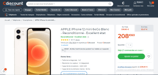 Smartphone 5,4" Apple iPhone 12 Mini - 64Go à 208,60€