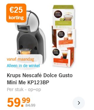 Krups Dolce gusto mini me voor €59,99 bij de AH