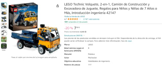 Lego Technic Volquete, 2-en-1, Camión de Construcción y Excavadora de Juguete por 7,99€