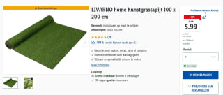 Florabest Kunstgrastapijt 100 x 200 cm voor €5,99 in de Lidl webshop