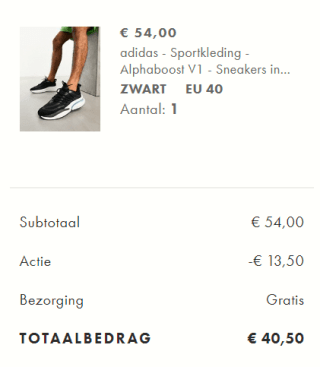 Adidas Alphaboost V1 voor €40,50 dmv code bij Asos