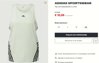 Adidas sport singlet voor €10,99 bij Peek & Cloppenburg: