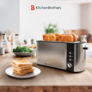 KitchenBrothers Broodrooster - Toaster - 6 Warmteniveaus - 2 Extra Lange Sleuven voor €44,99 bij Bol