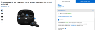 Ecouteurs sans fil JBL Tune Beam 2 True Wireless à 51,08€