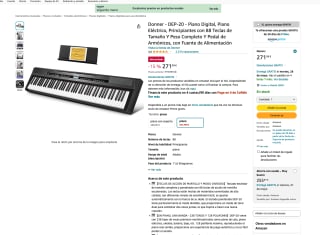 Piano Donner DEP-20 Digital 88 Teclas y Pedal de Armónicos por solo 271,99€