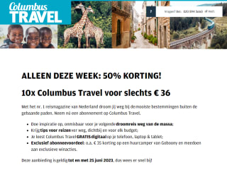 50% korting op 10 edities Columbus Travel