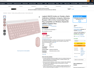 Teclado Logitech MK 450 Rosa USB 2.4 GHz por solo 37,99€